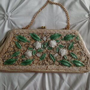Vintage Caron Clutch w/ White Roses